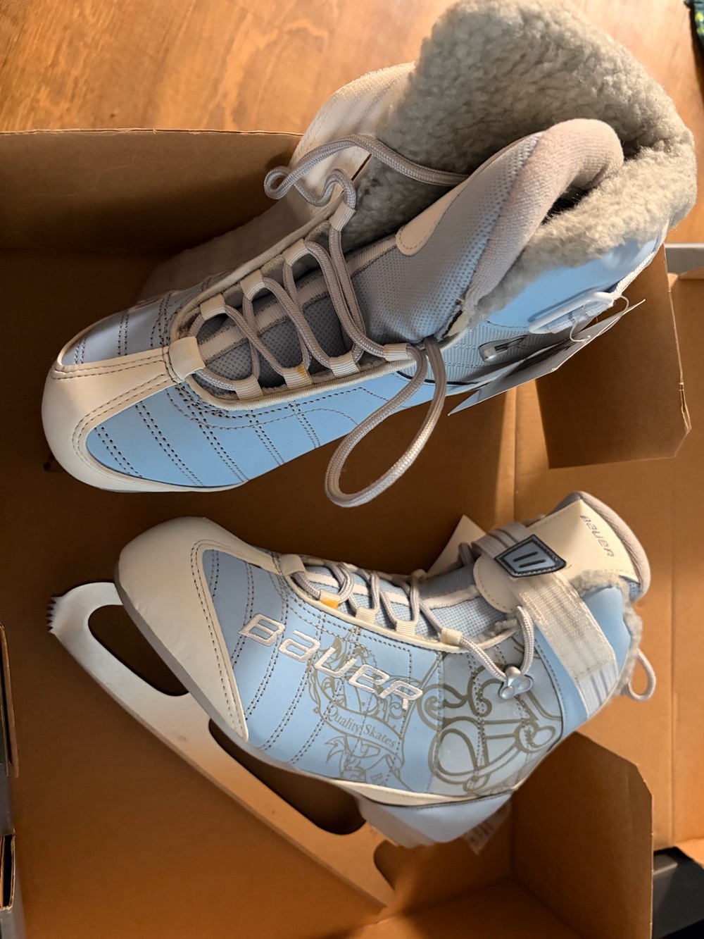 Brand New Bauer Light Blue/White Ice Skates